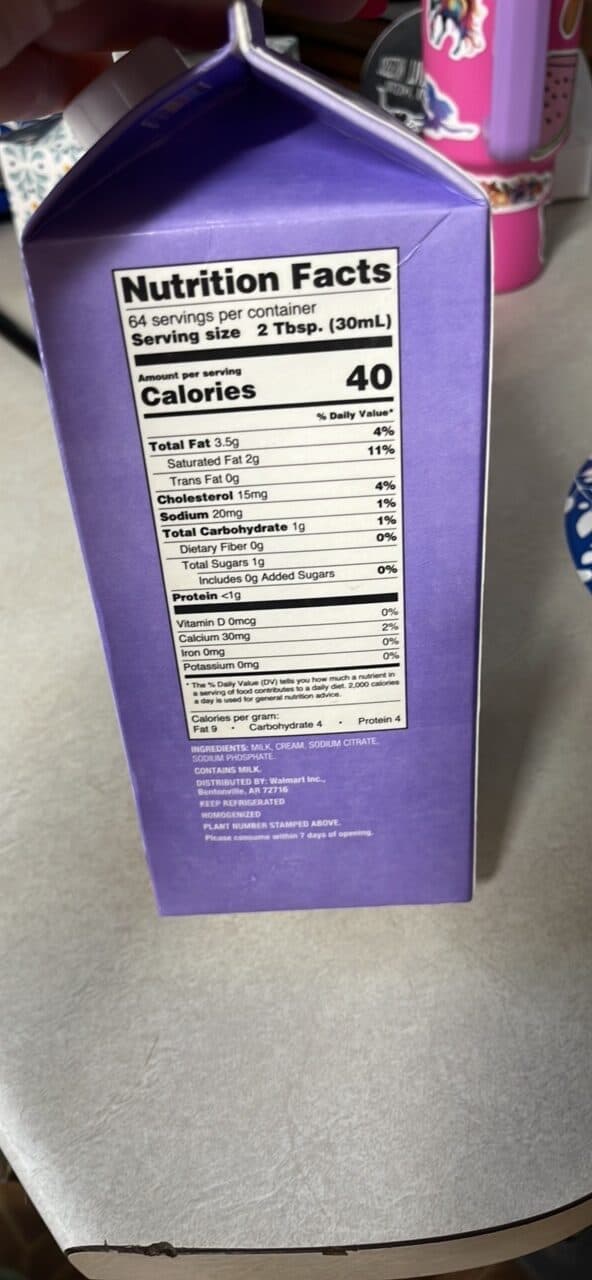 Great Value Half & Half packshot