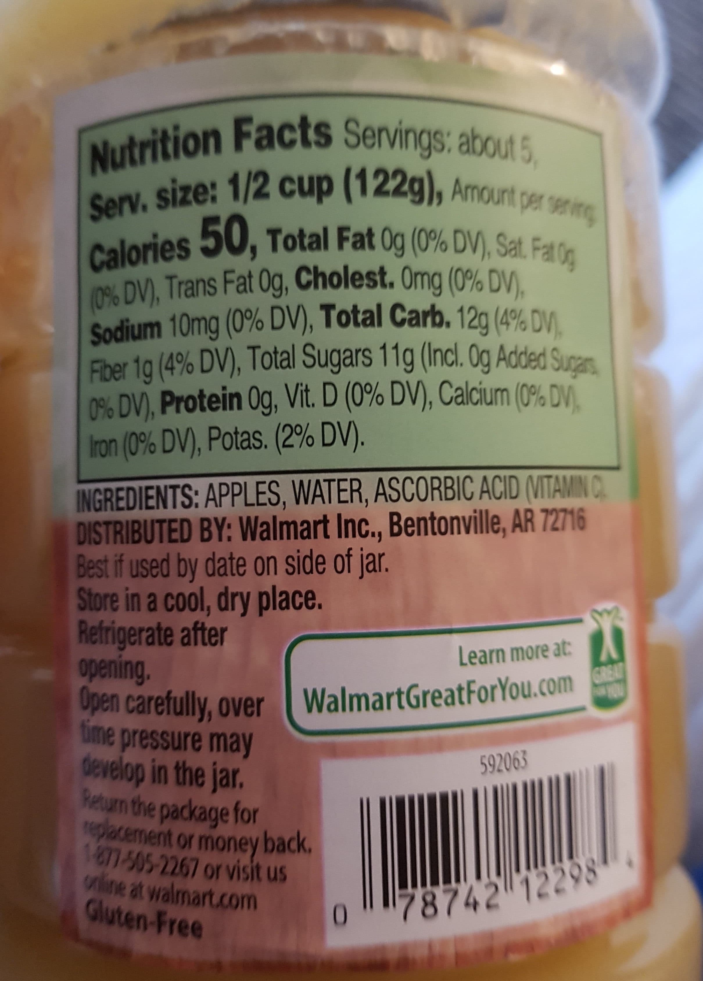 Great Value Great value, natural unsweetened applesauce packshot