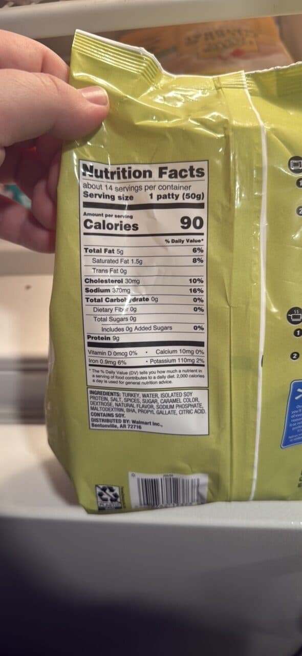 Great Value Original Breakfast Turkey Patties packshot