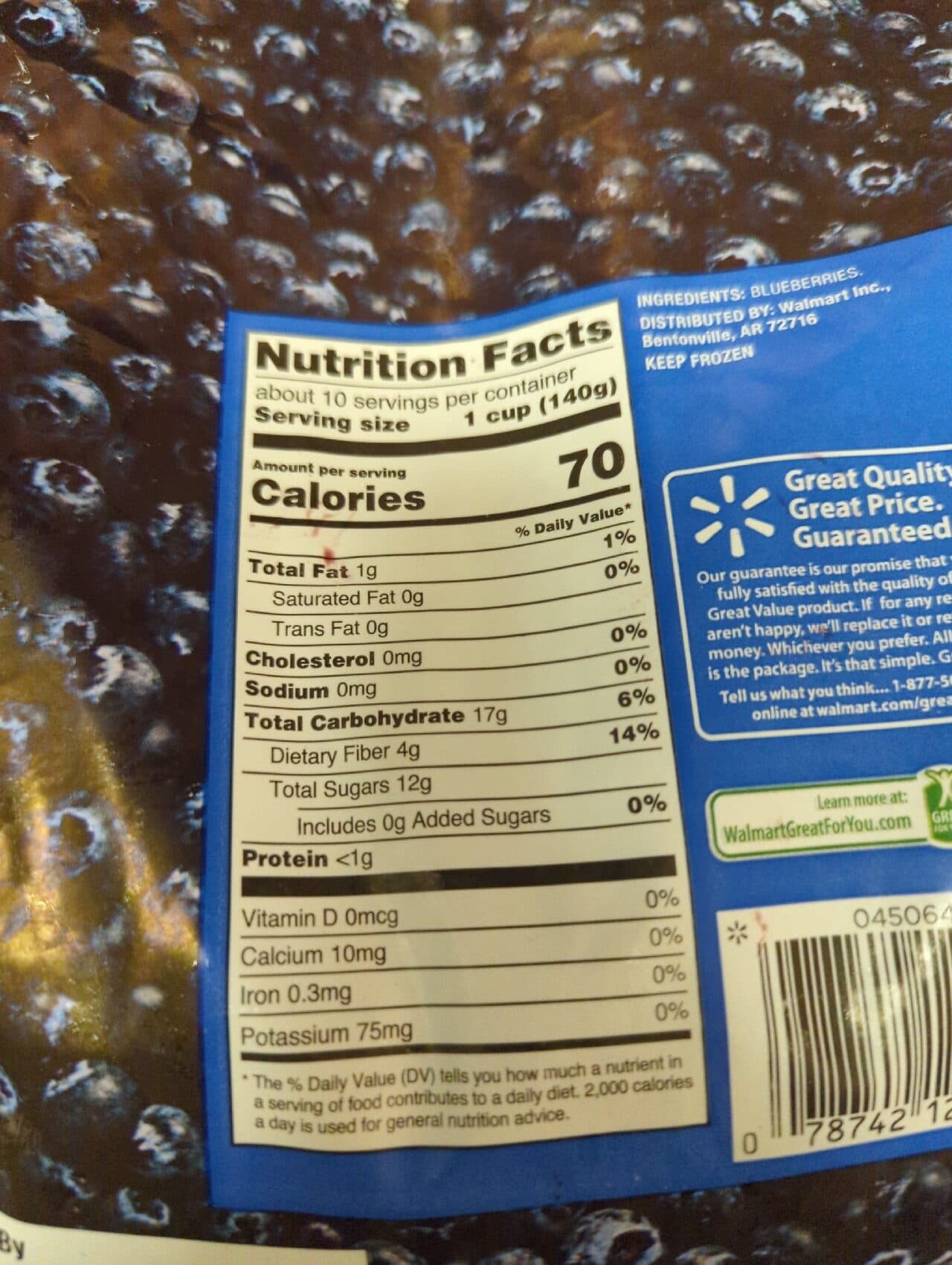Great Value Blueberries packshot