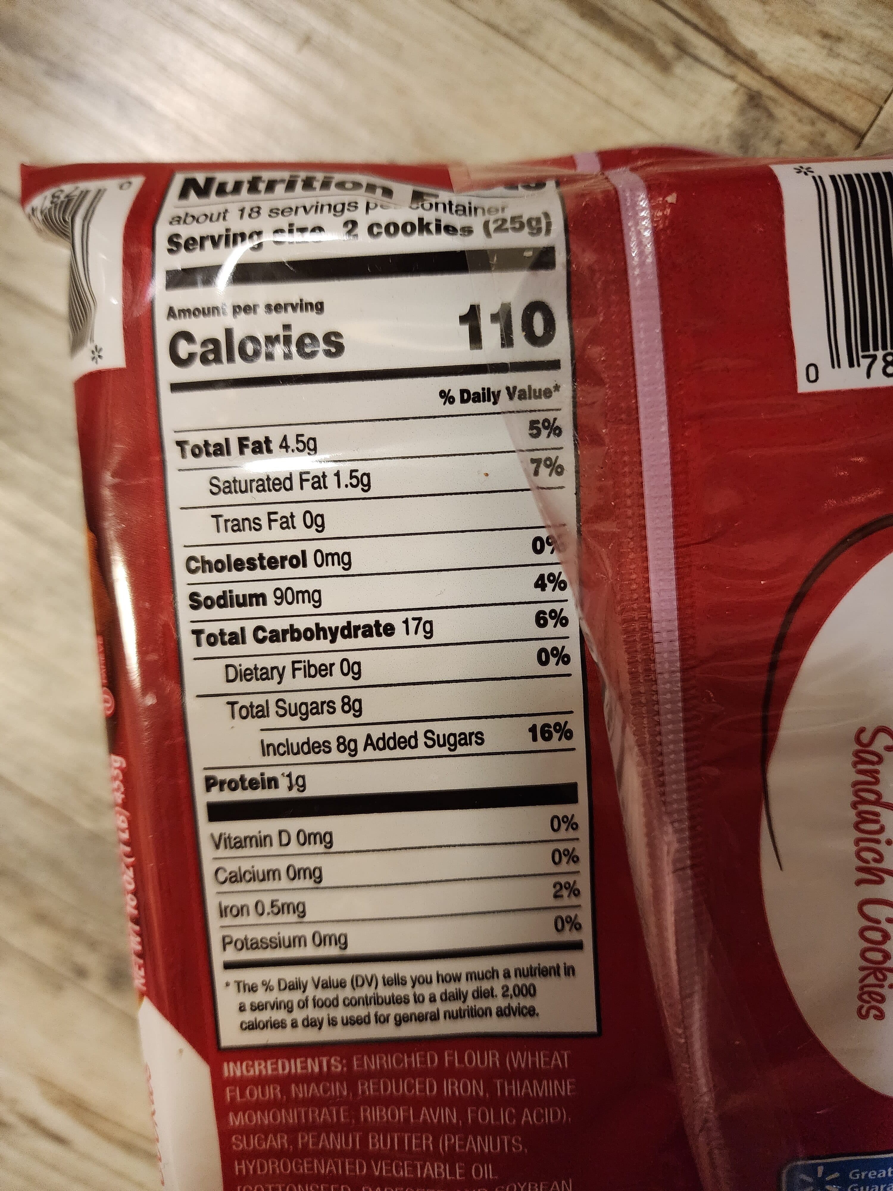 Great Value Peanut Butter Sandwich Cookies packshot