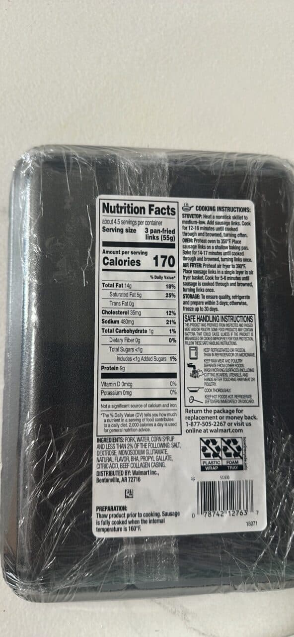 Great Value Original Premium Sausage Link packshot