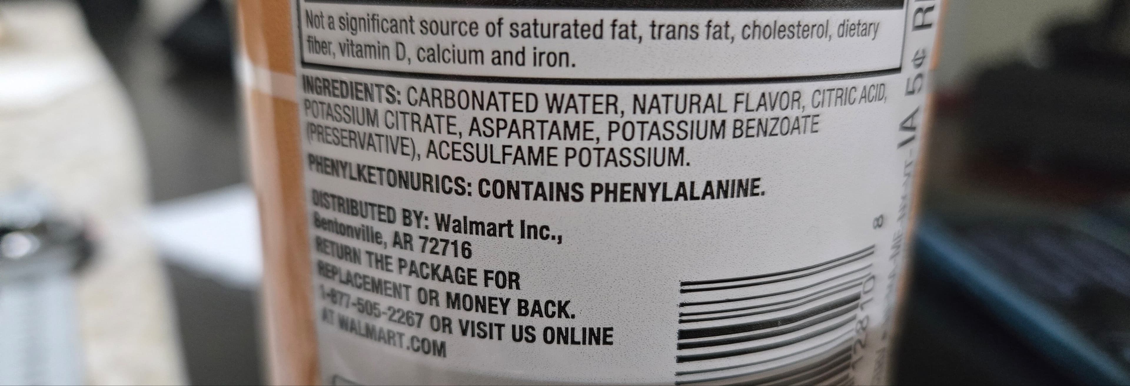 Wal-Mart Stores Inc. Orange & cream flavored sparkling water beverage, orange & cream packshot