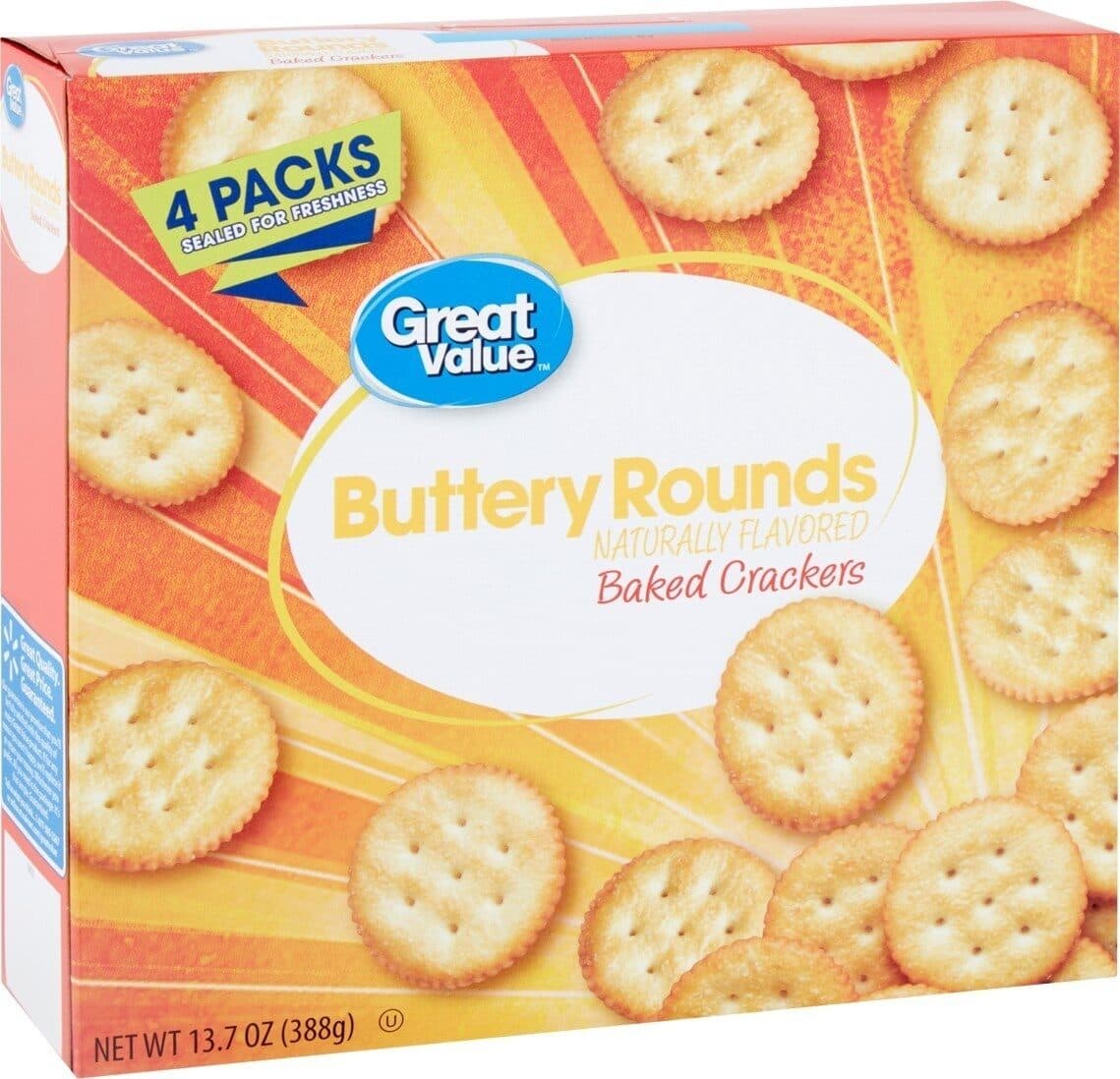 Great Value Buttery Rounds Baked Crackers packshot
