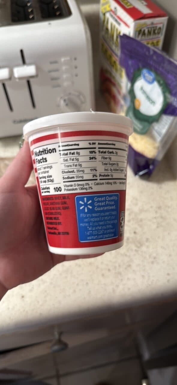 Great Value Original Ricotta Cheese packshot