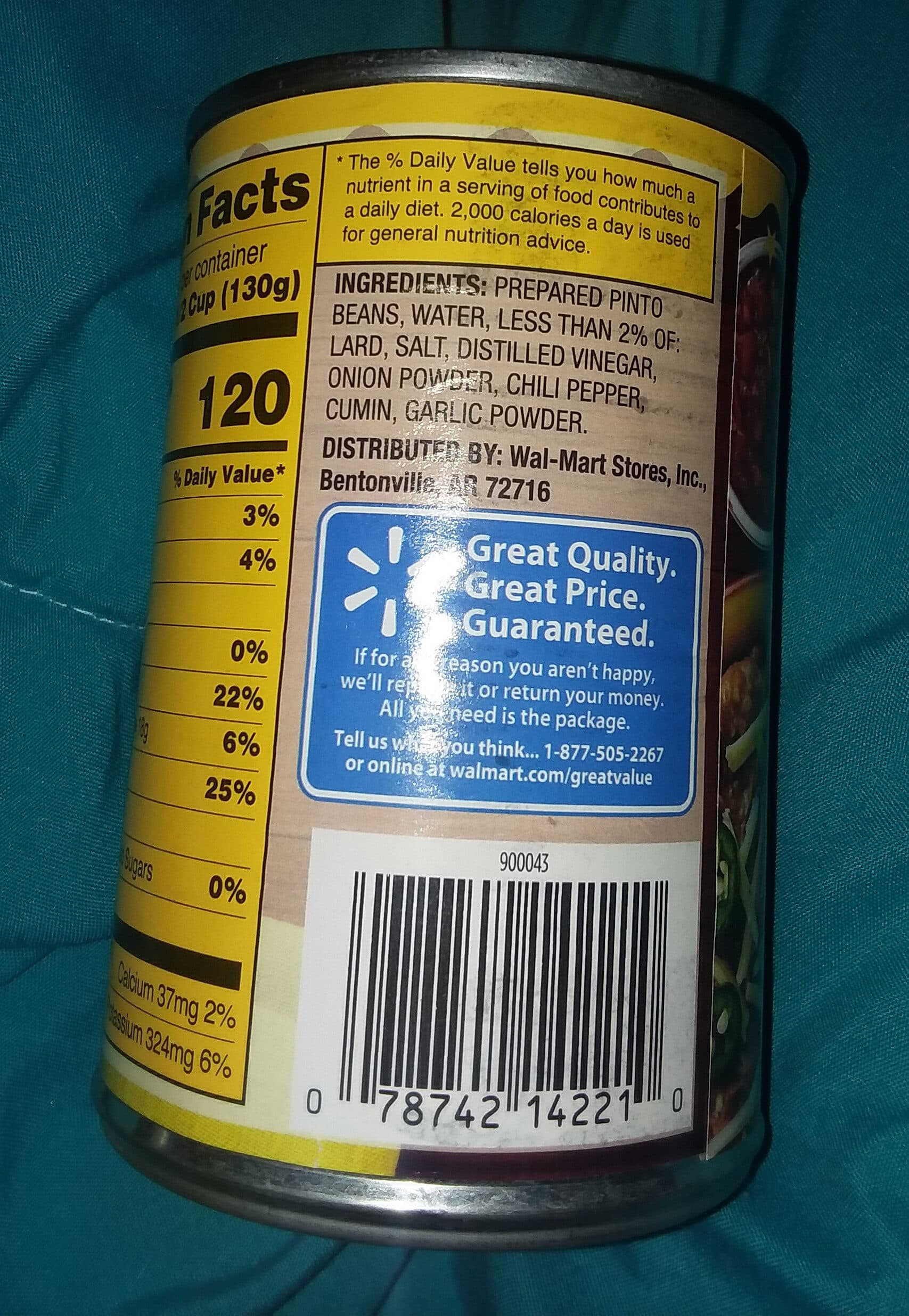 Great Value Refried Beans packshot