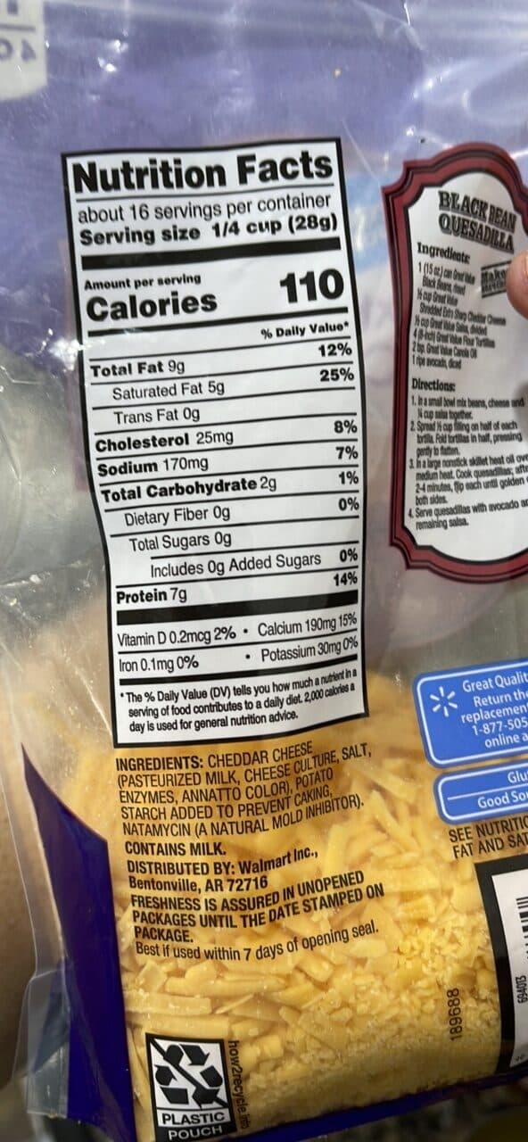 Great Value Shredded Extra Sharp Cheddar Cheese packshot