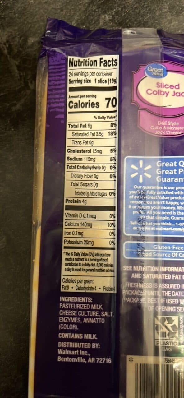 Great Value Sliced Colby Jack packshot