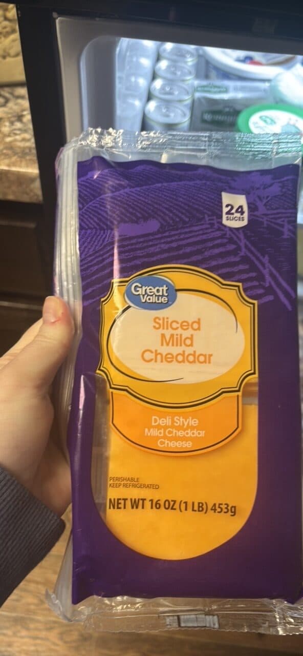 Great Value Sliced Mild Cheddar packshot