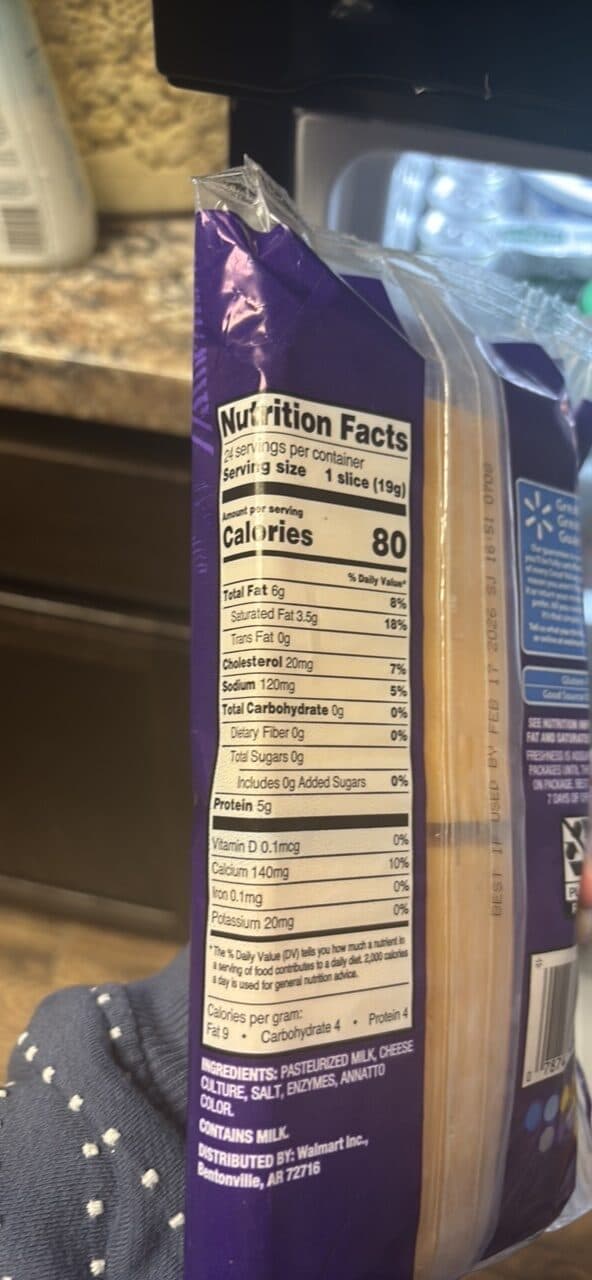 Great Value Sliced Mild Cheddar packshot