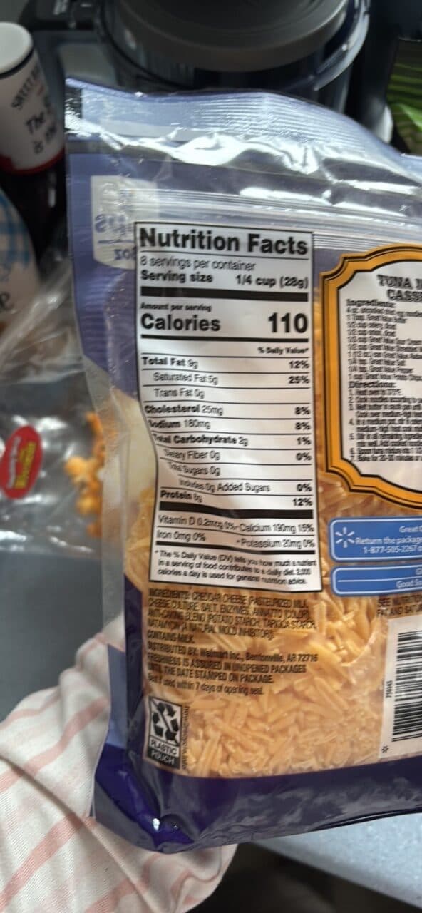 Great Value Shredded Medium Cheddar Cheese packshot