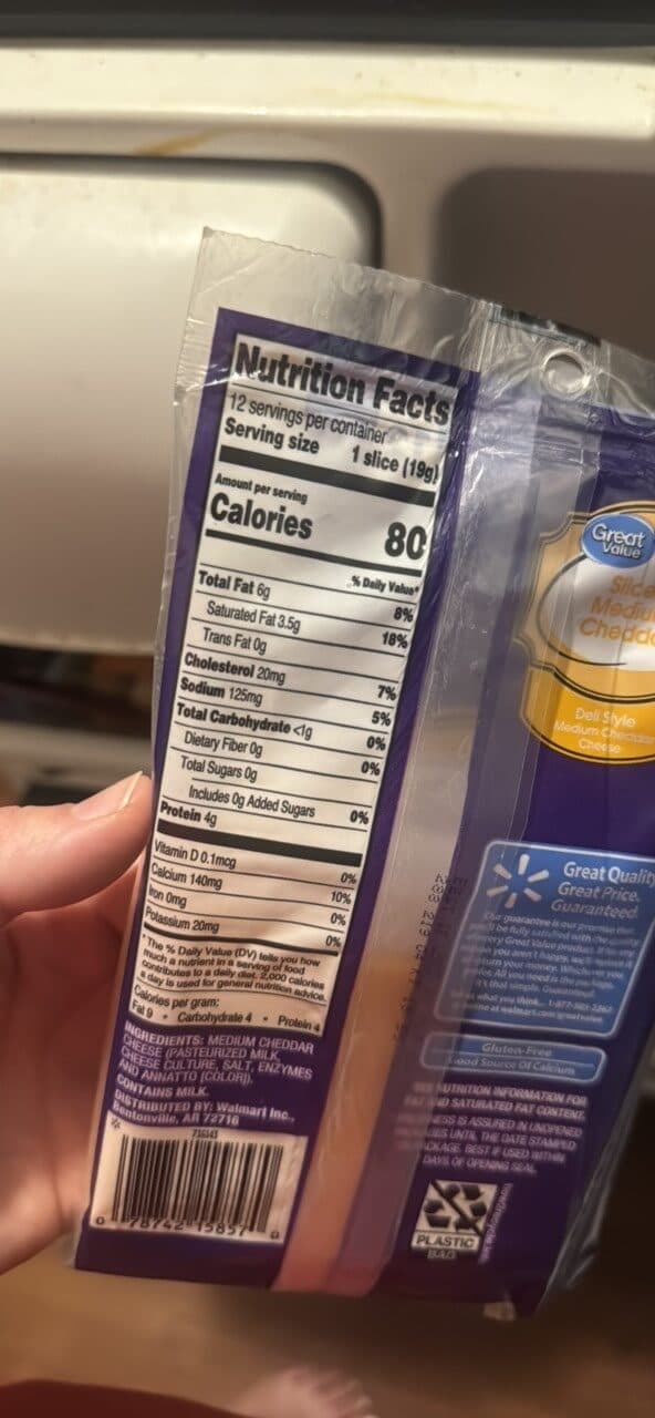 Great Value Sliced Medium Cheddar packshot