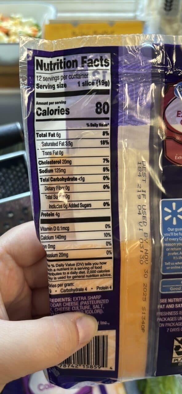 Great Value Sliced Extra Sharp Cheddar packshot