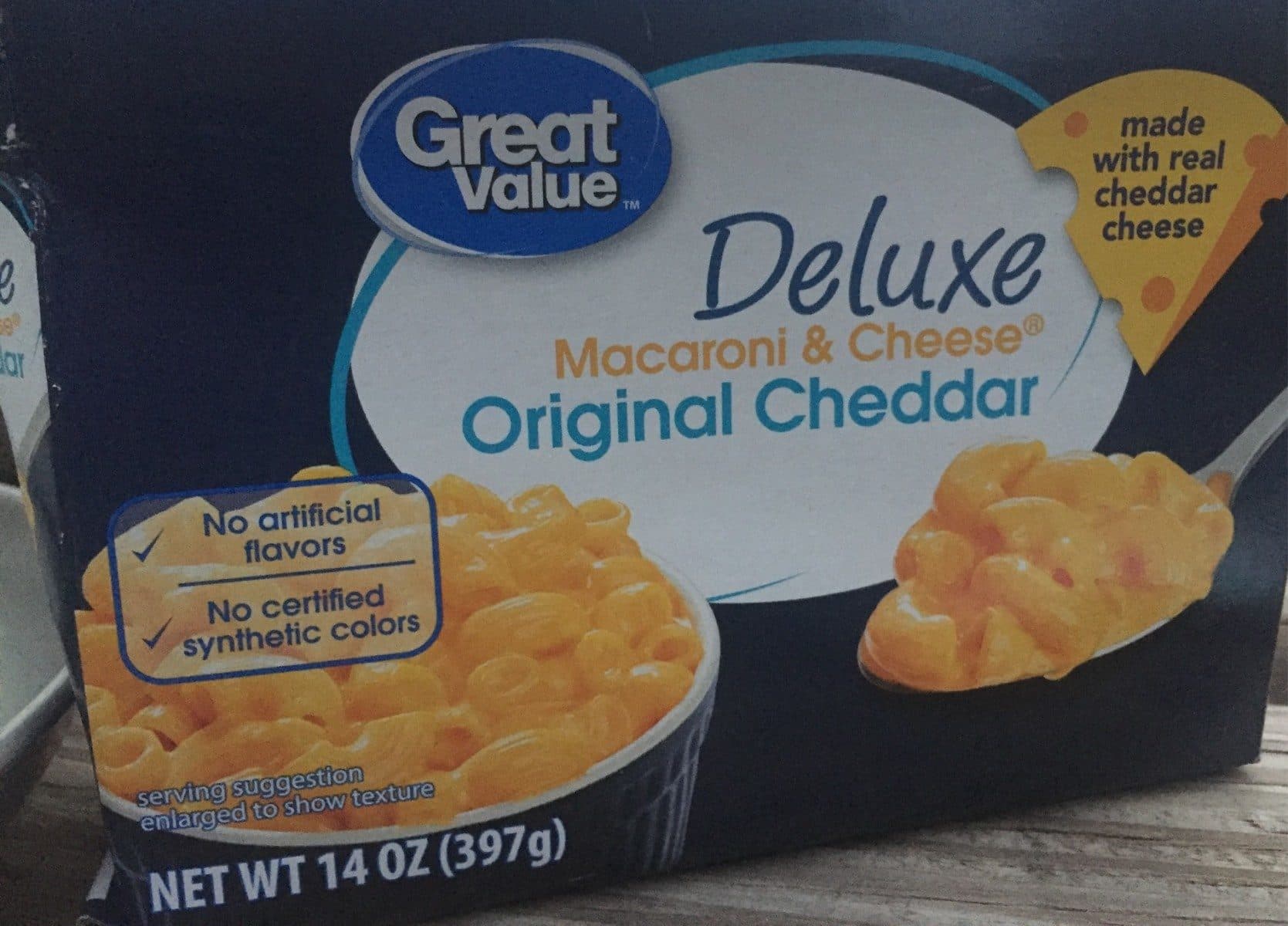 Great Value Deluxe Macaroni & Cheese Original Cheddar packshot