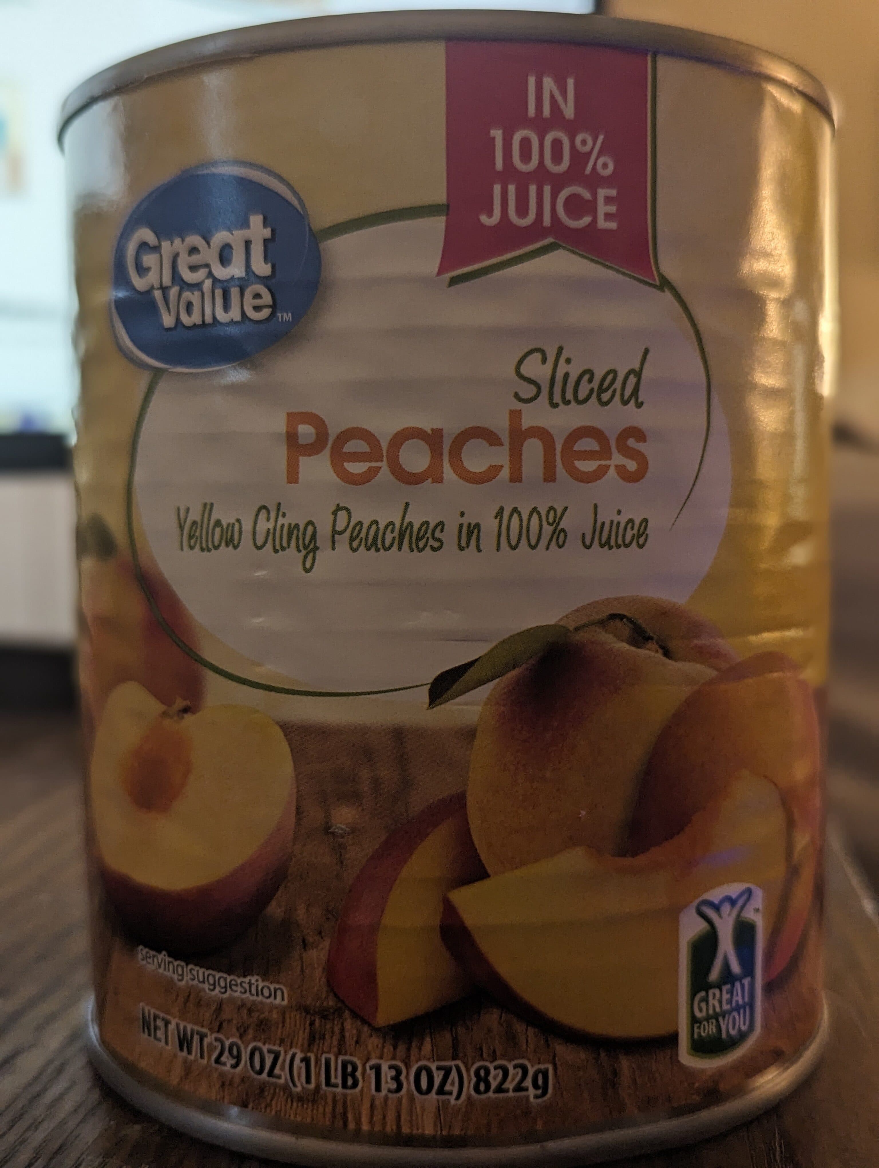 Great Value Sliced Peaches Yellow Cling Peaches in Fruit Juice from Concentrate packshot