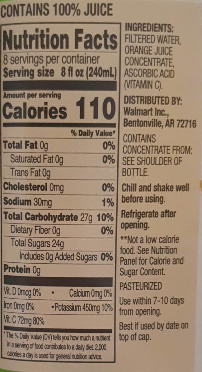 Great Value 100% Orange Juice packshot