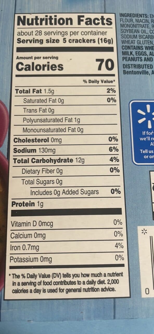 Great Value Original Saltine Crackers packshot