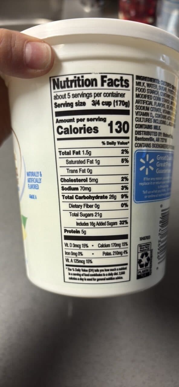 Great Value Original Vanilla Low Fat Yogurt packshot