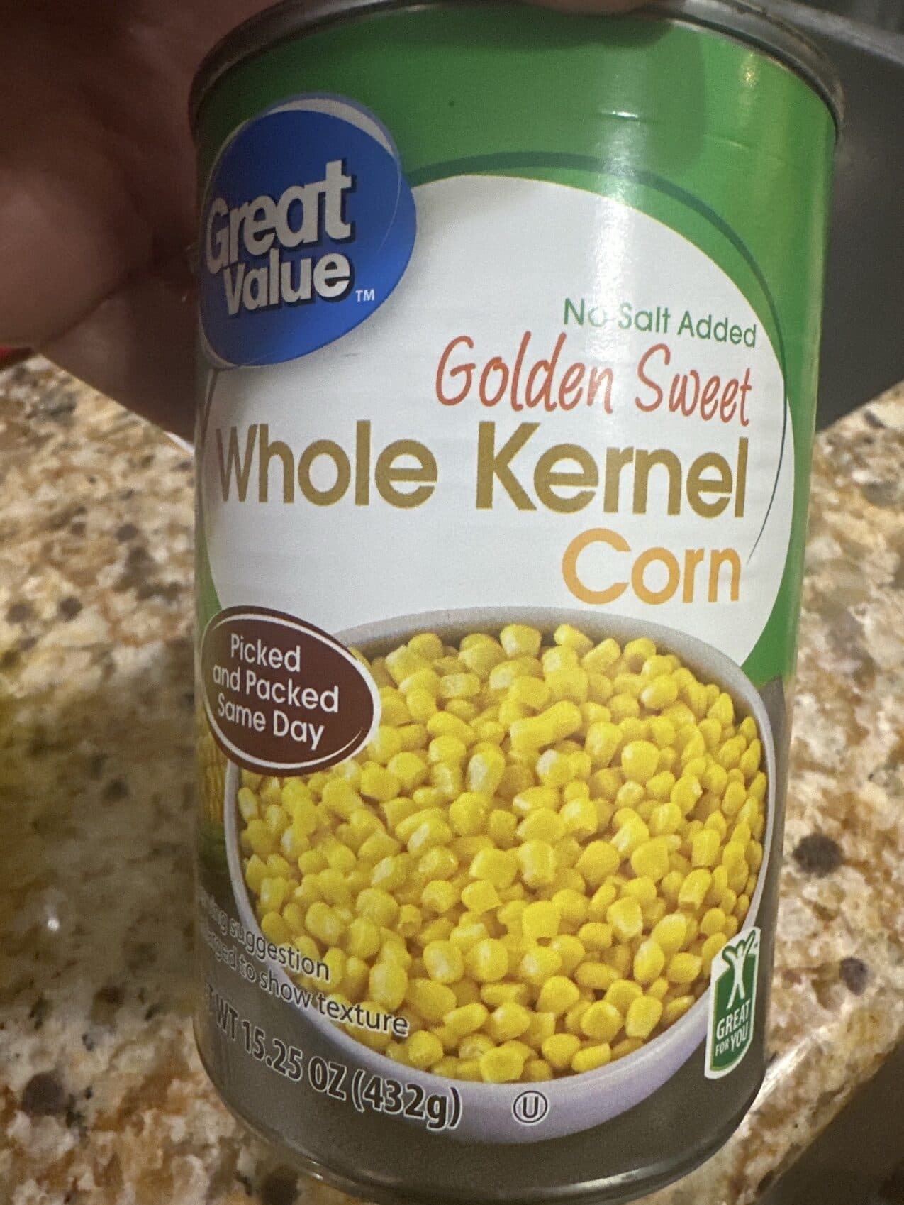 Great Value Golden Sweet Whole Kernel Corn packshot