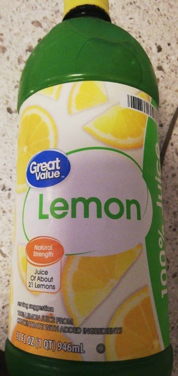 Great Value Lemon 100% Juice packshot