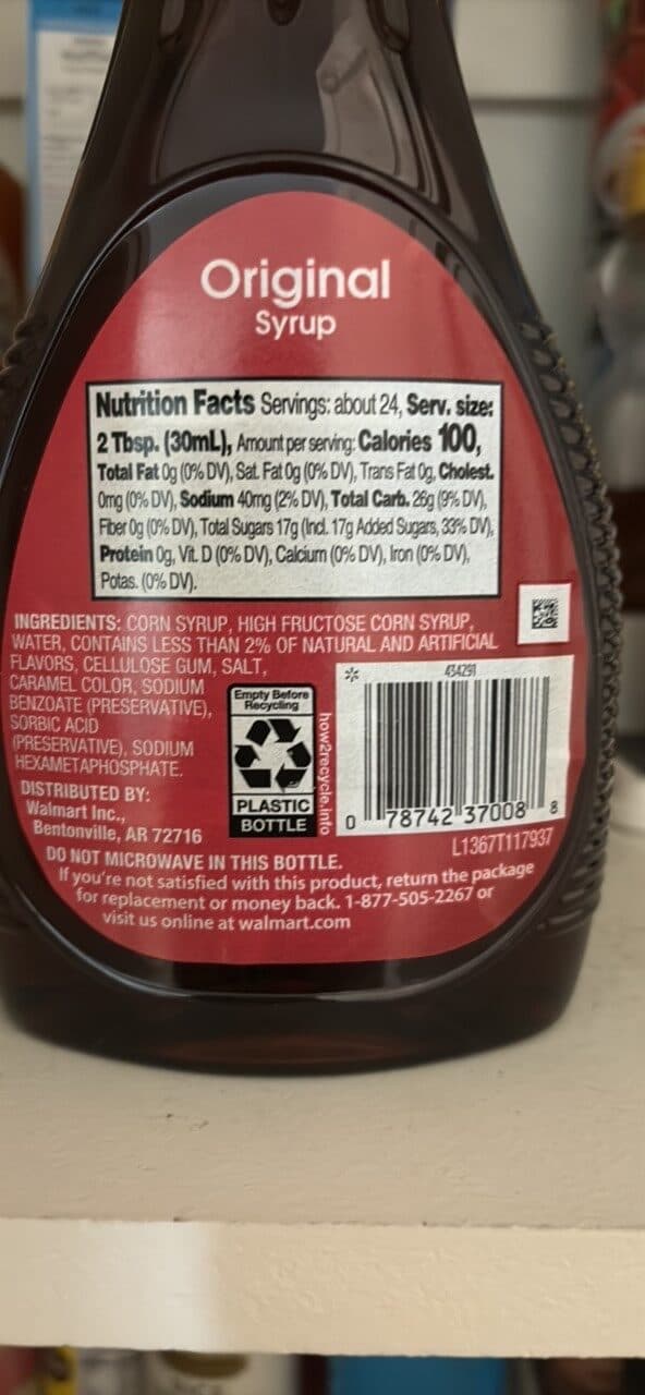 Great Value Original Syrup packshot