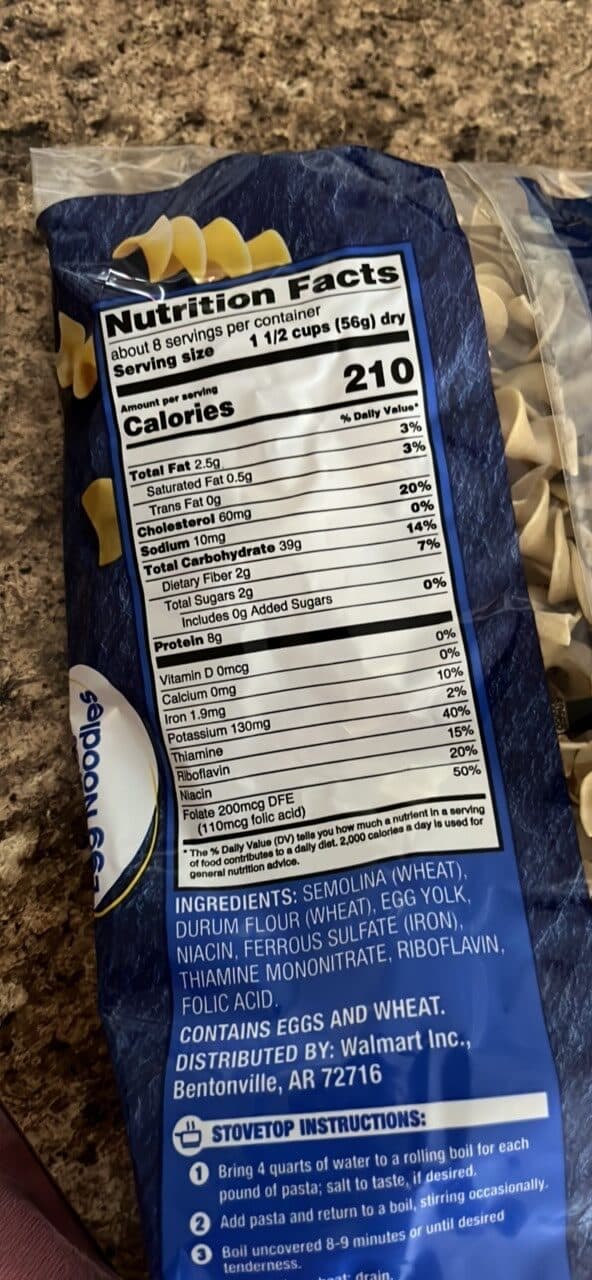 Great Value Extra Wide Egg Noodles packshot