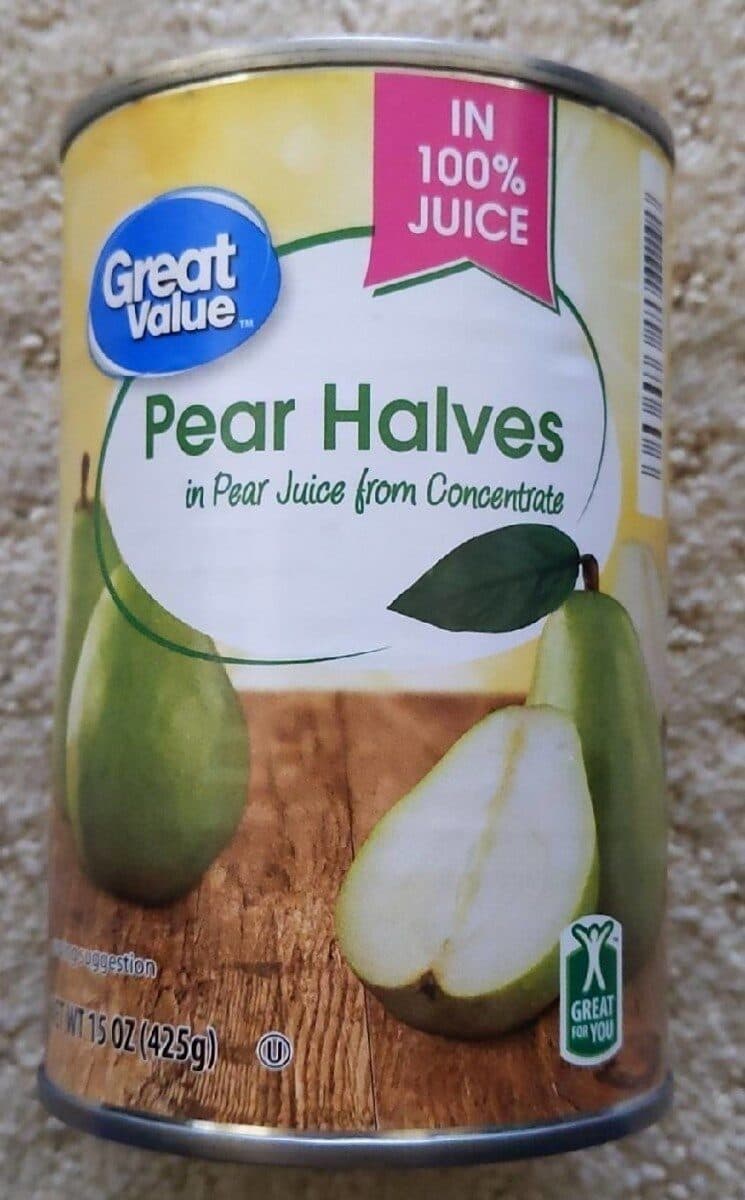 Great Value Pear Halves In 100% Juice packshot