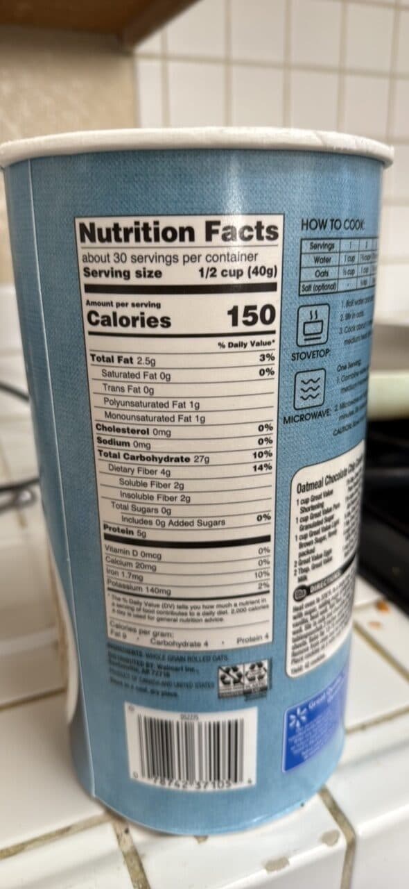 Great Value Quick Oats packshot