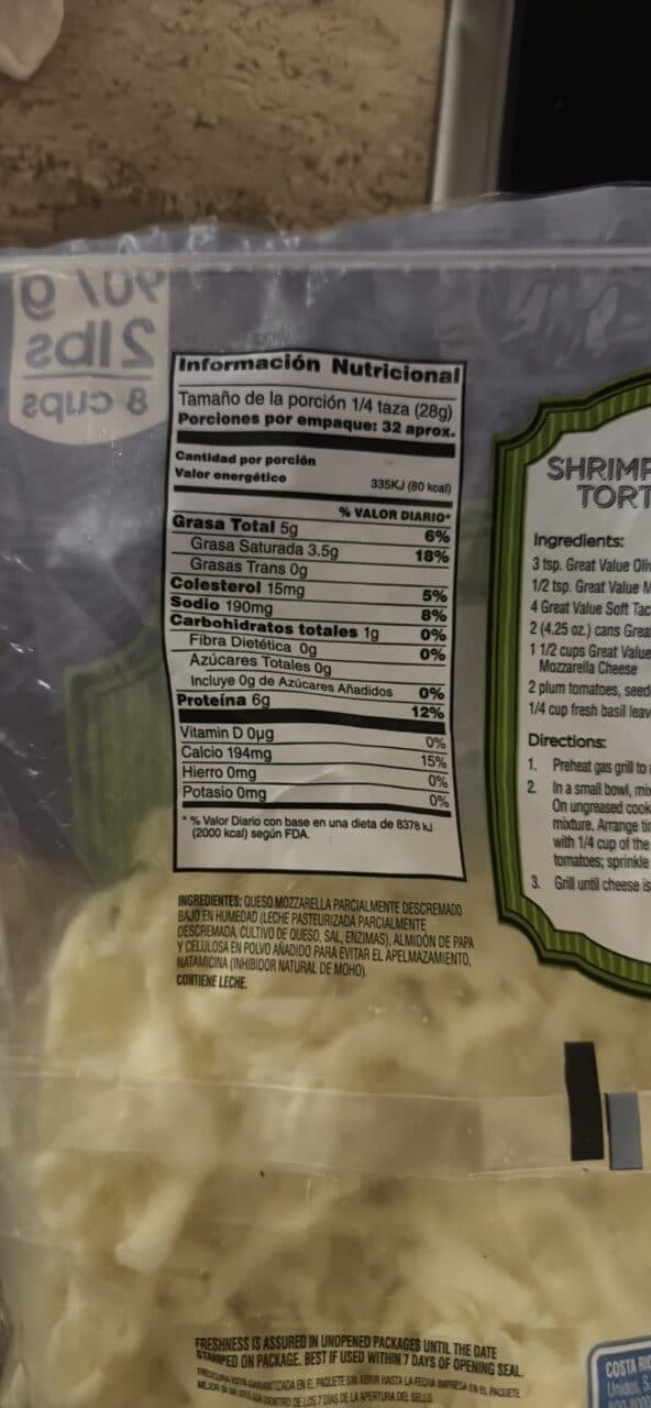 Great Value Mozzarella Cheese packshot