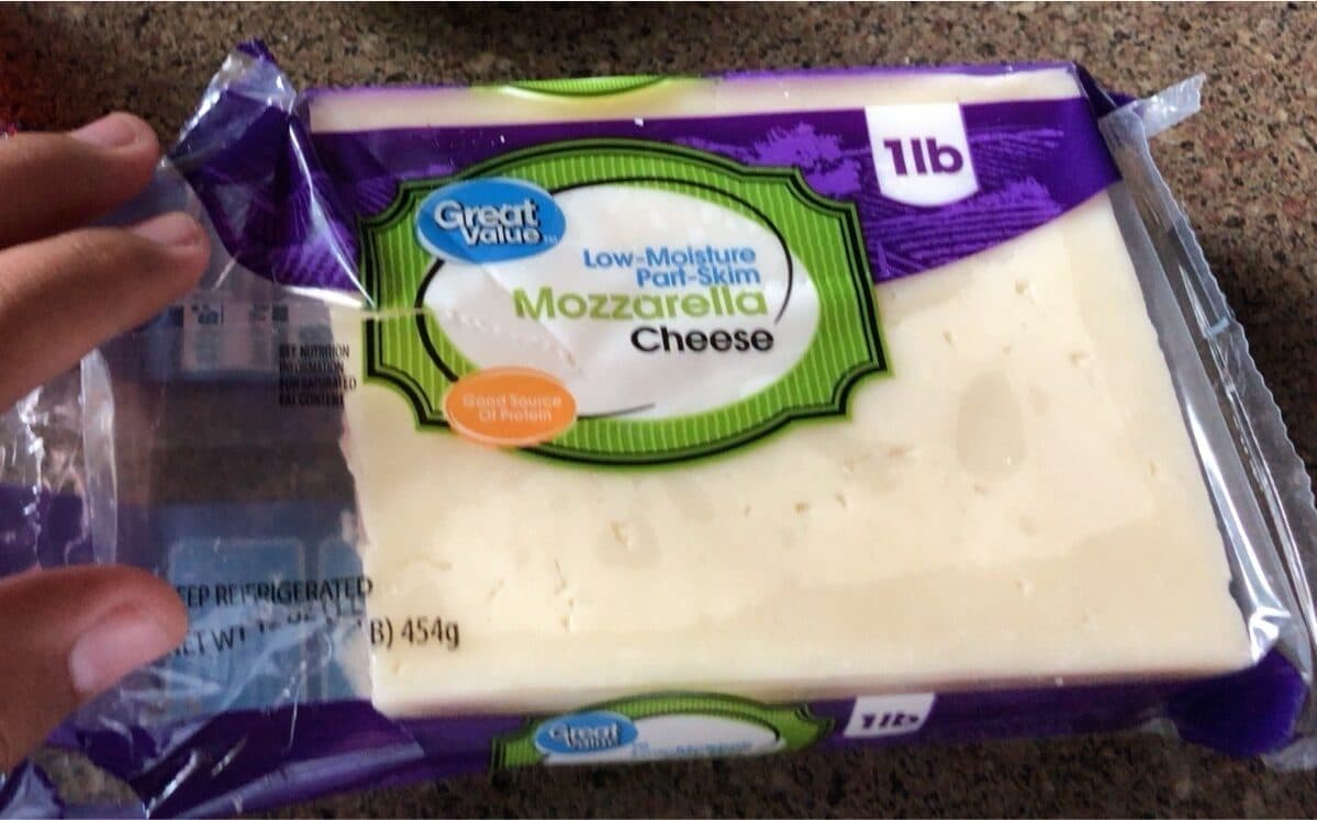 Great Value mozzarella cheese packshot