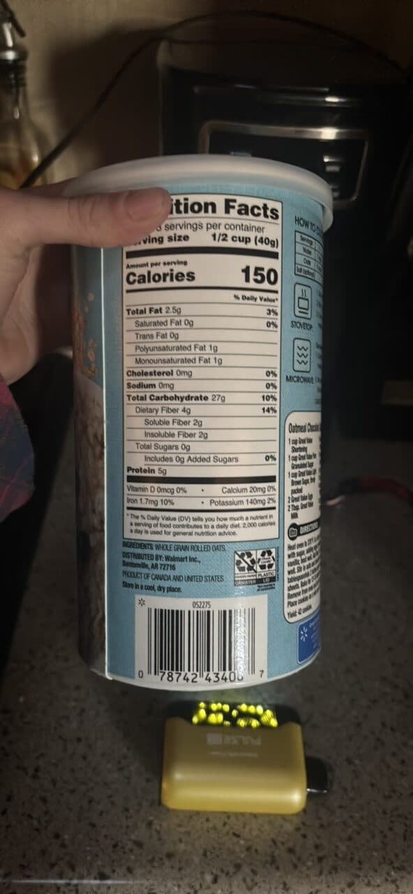 Great Value Quick Oats 100% Whole Grain packshot