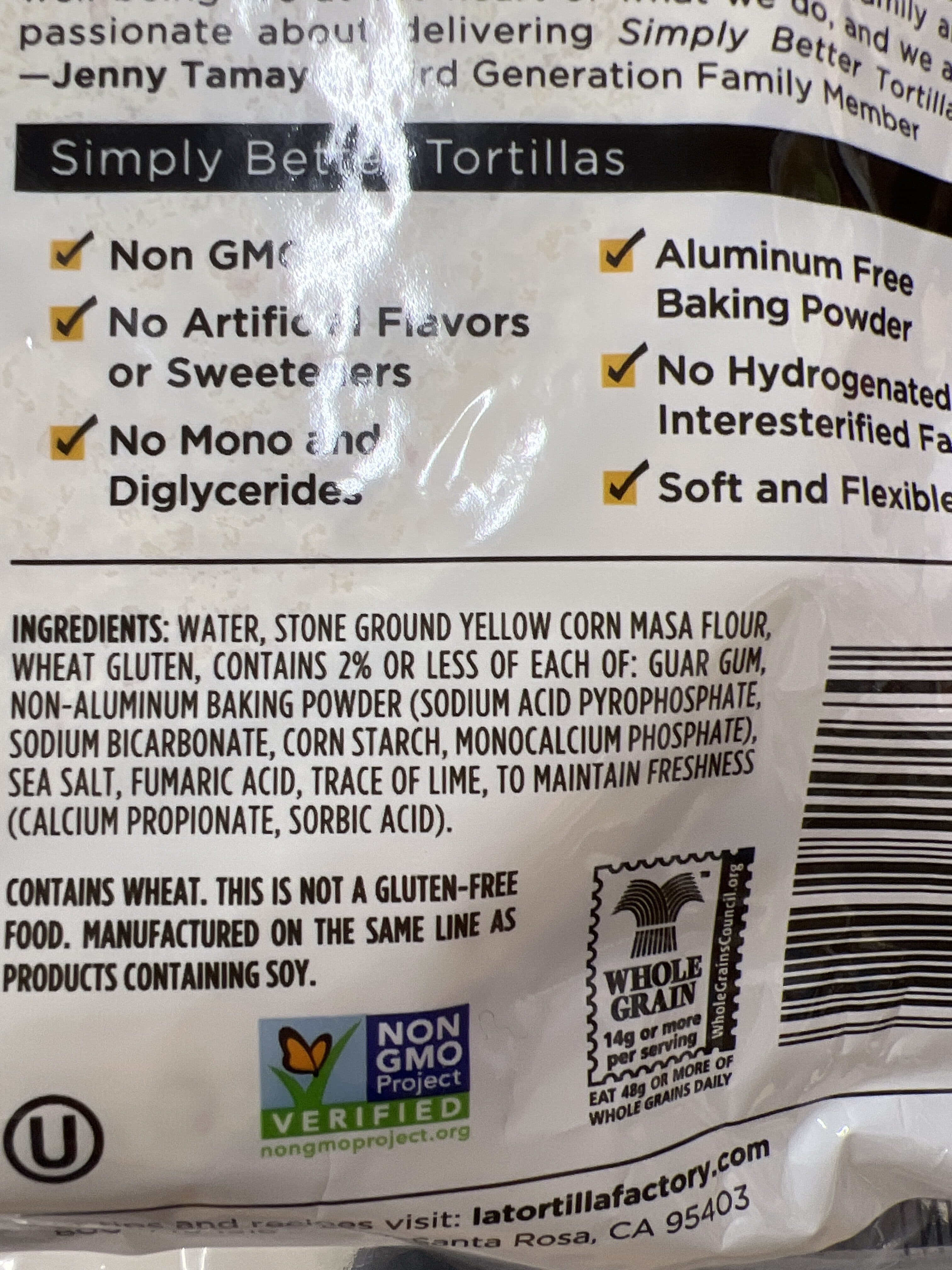 La Tortilla Factory Simply Better Tortillas packshot