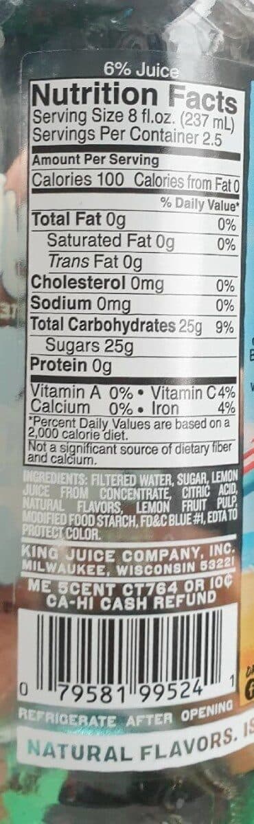 Calypso Océan Blue Lemonade packshot