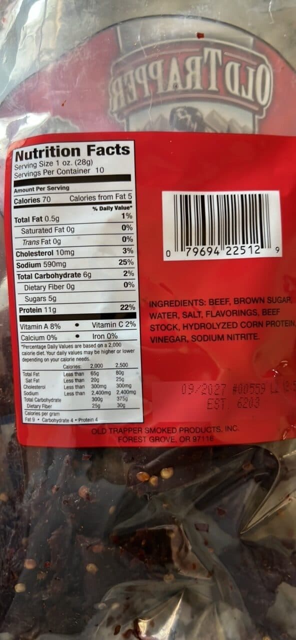 OLD TRAPPER HOT & SPICY BEEF JERKY packshot