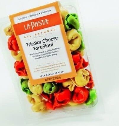 La Pasta Inc All Natural Tricolor Cheese Tortelloni packshot