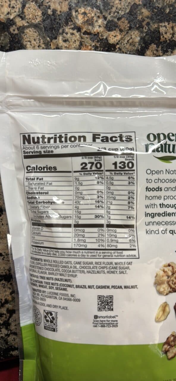 open nature GRANOLA DARK CHOCOLATE HAZELNUT packshot