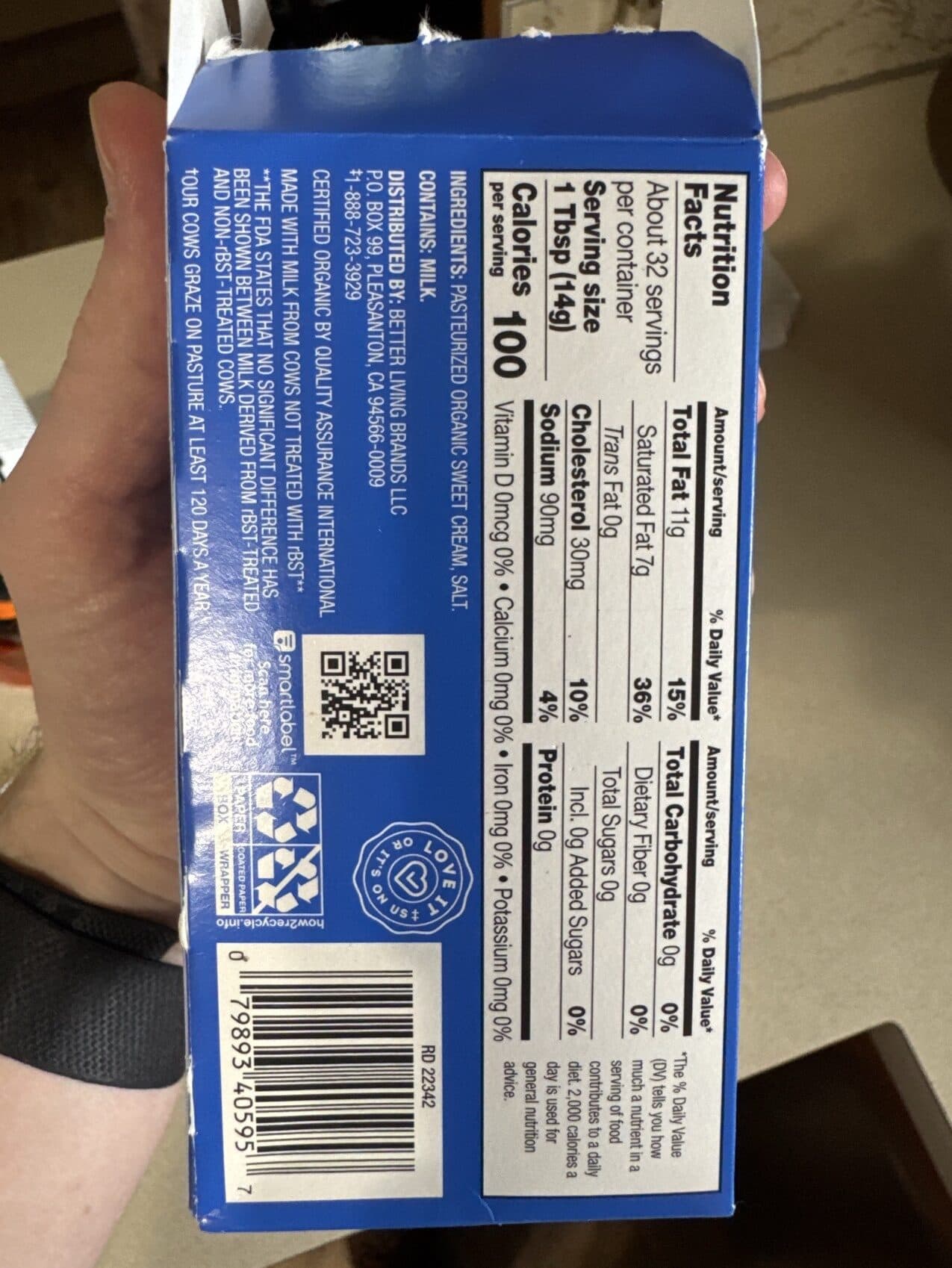 O Organics Salted Sweet Cream Butter packshot