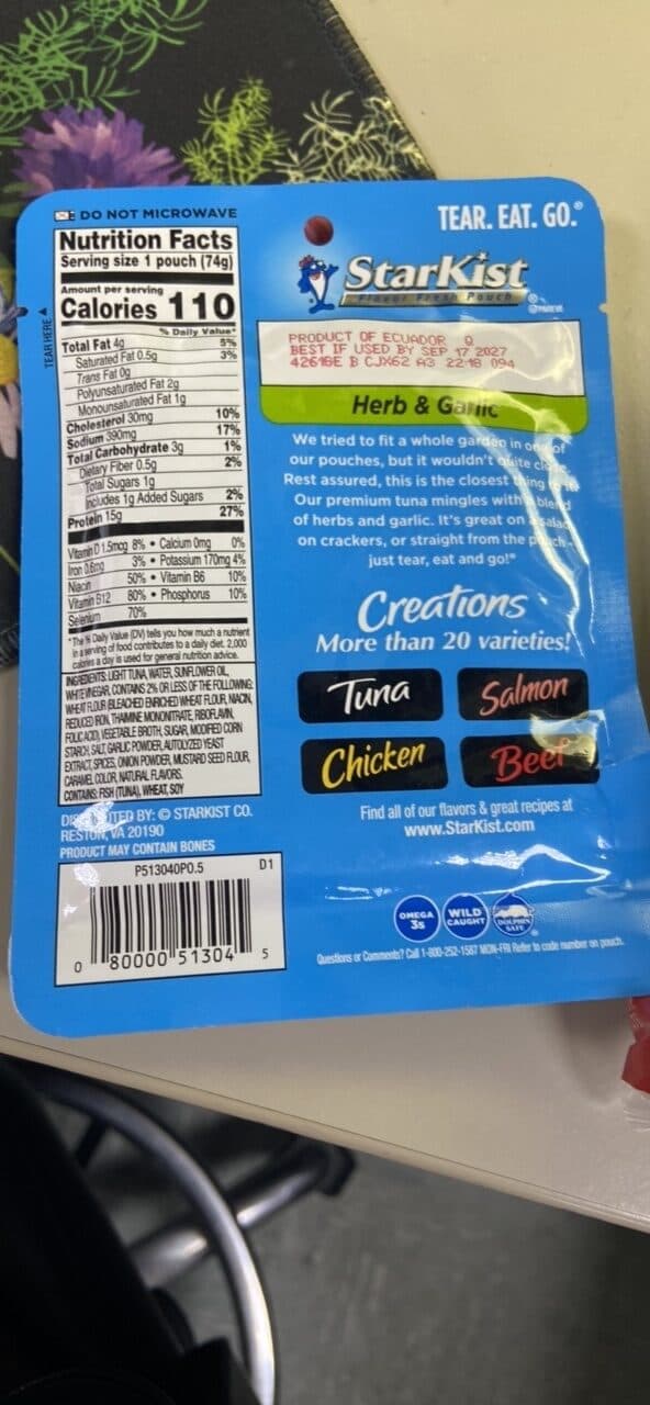 StarKist Tuna Creations Herb & Garlic packshot