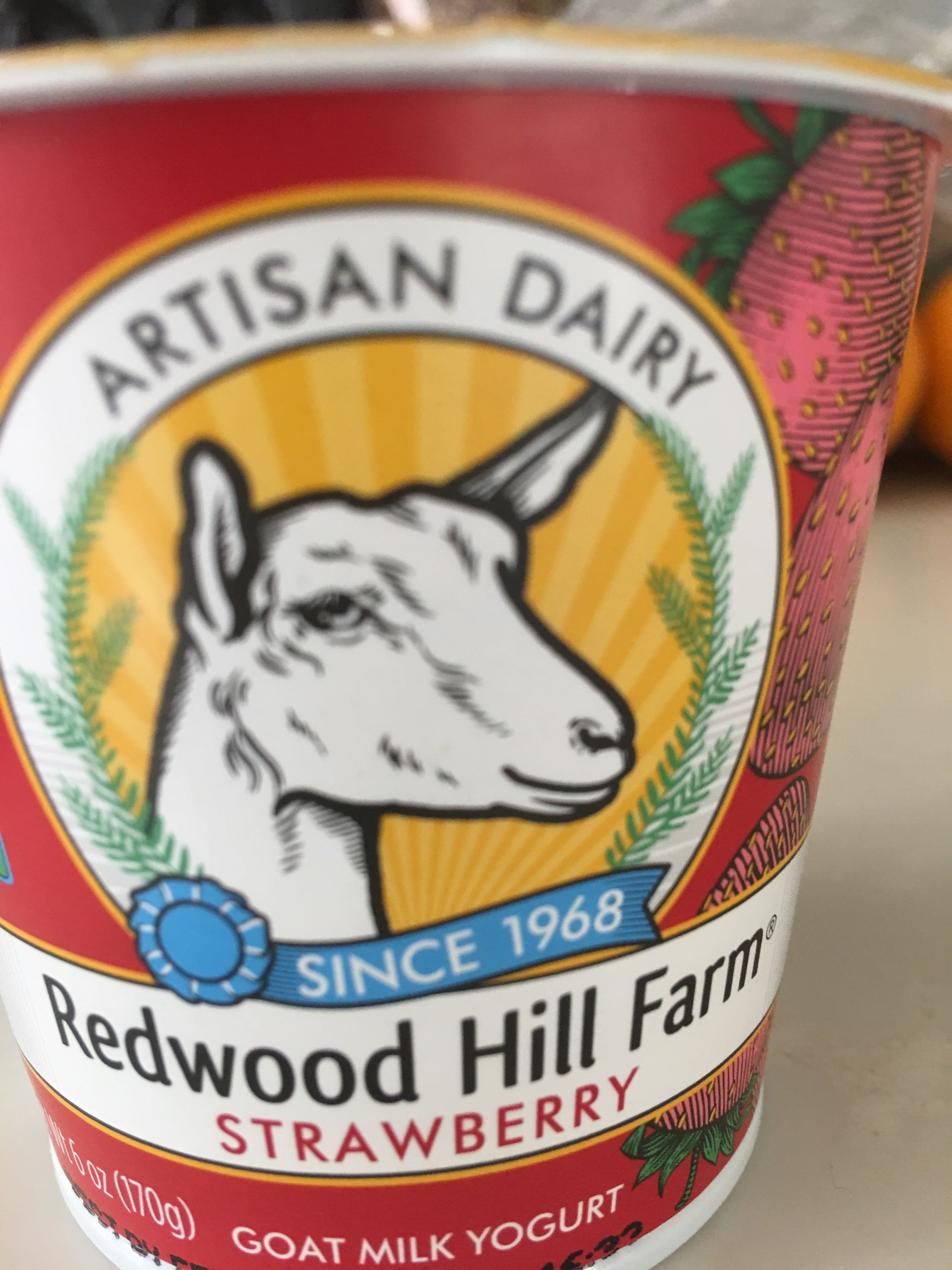Redwood Hill Farm Redwood hill farm, goat milk yogurt, strawberry packshot