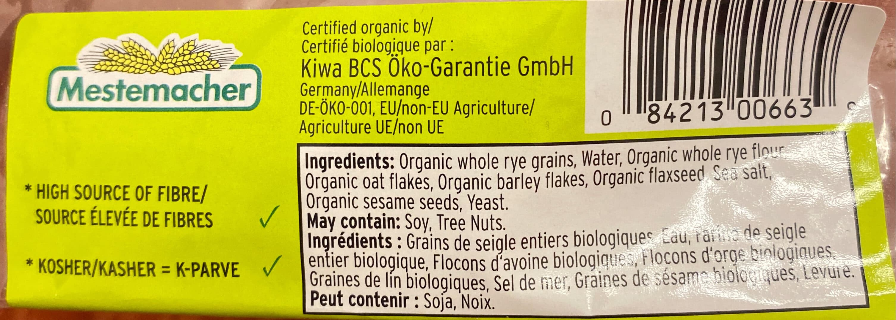 Mestemacher Gmbh Organic Three Grain Bread packshot