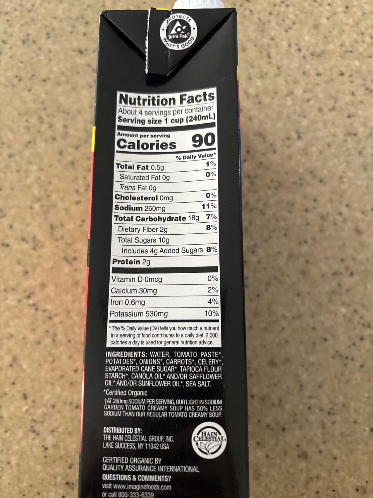 The Hain Celestial Group Inc. Organic Light In Sodium Creamy Garden Tomato Soup packshot