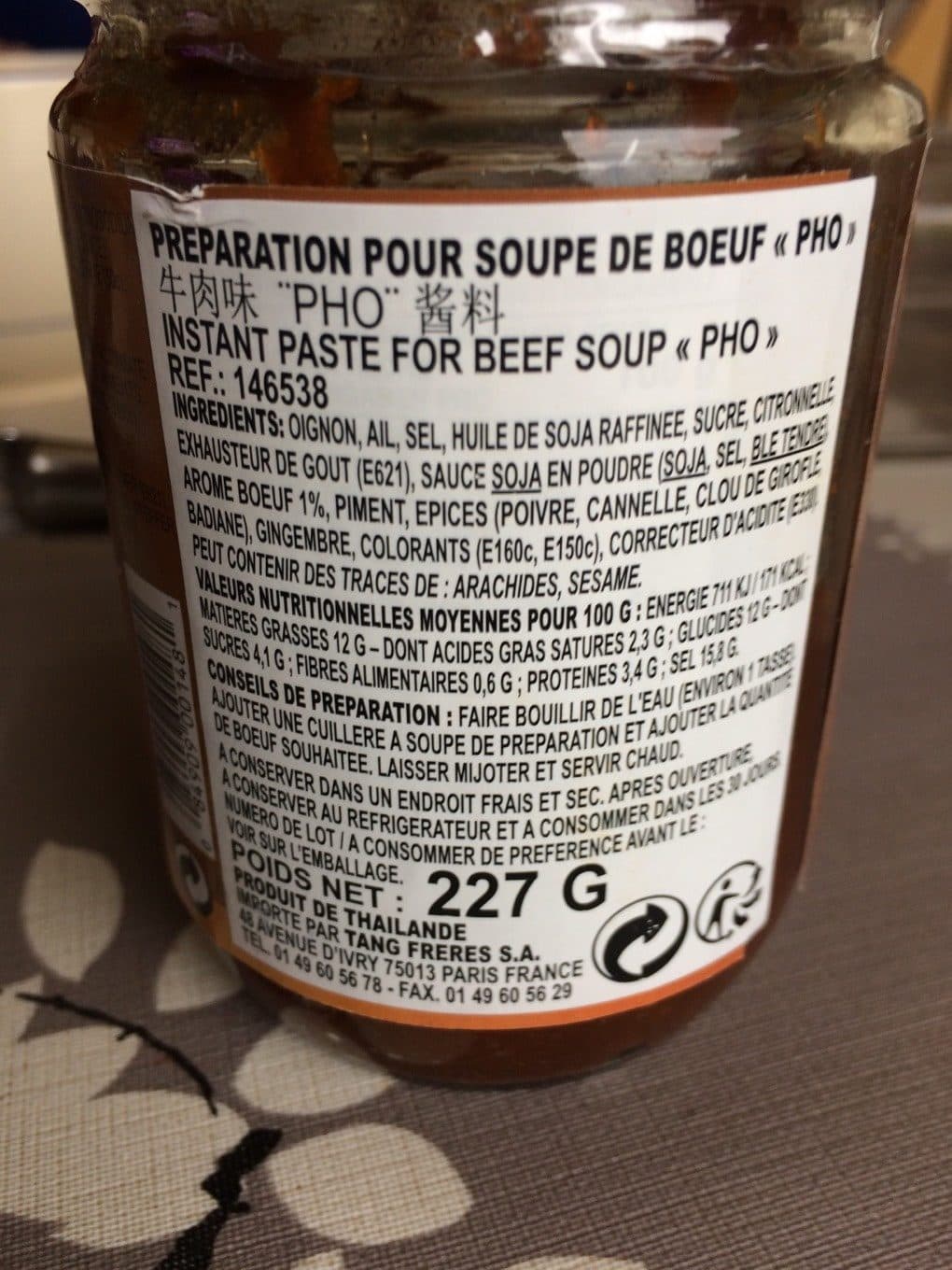 Cock Pâte instantanée pour soupe de boeuf vietnamienne packshot