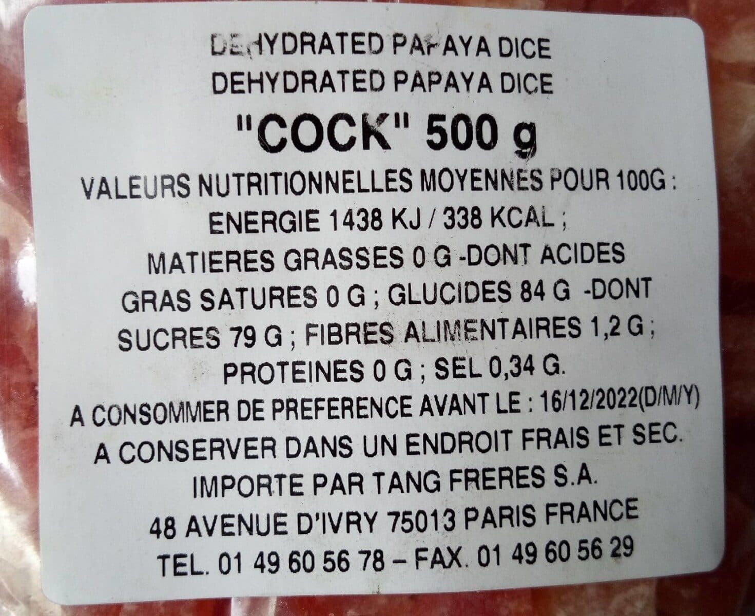 Cock Brand Papaye séchée packshot