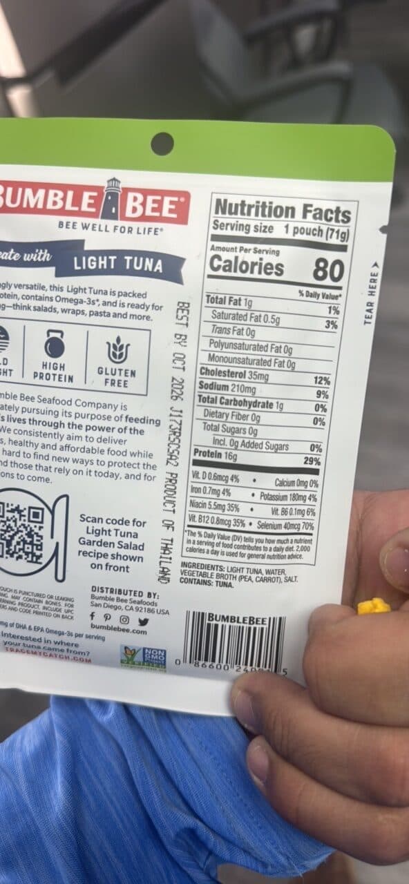 Bumble Bee Light Tuna in water packshot