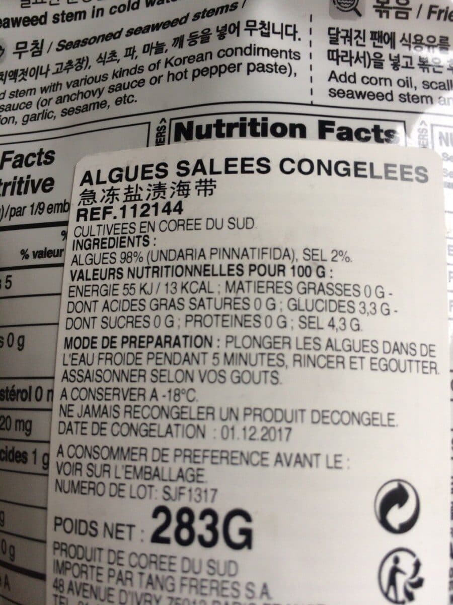 Wang Korea Algues salees congelées packshot