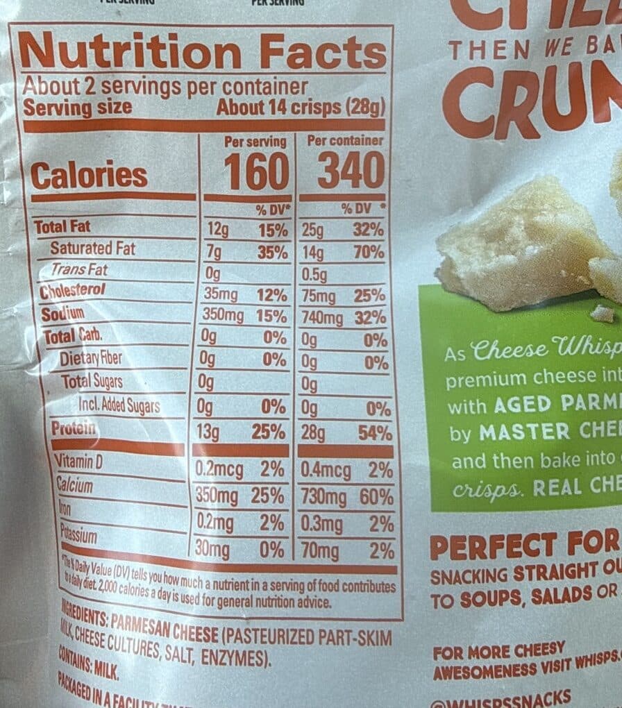 Whisps PARMESAN CHEESE CRISPS packshot