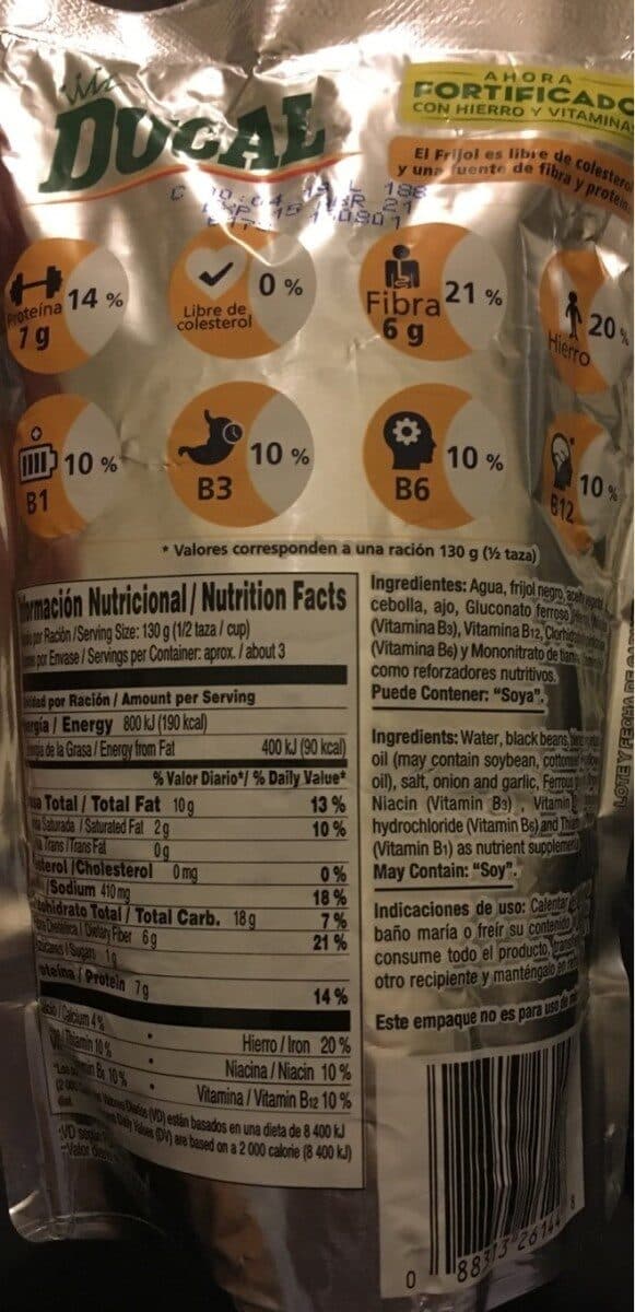 Ducal Black Beans Refried packshot