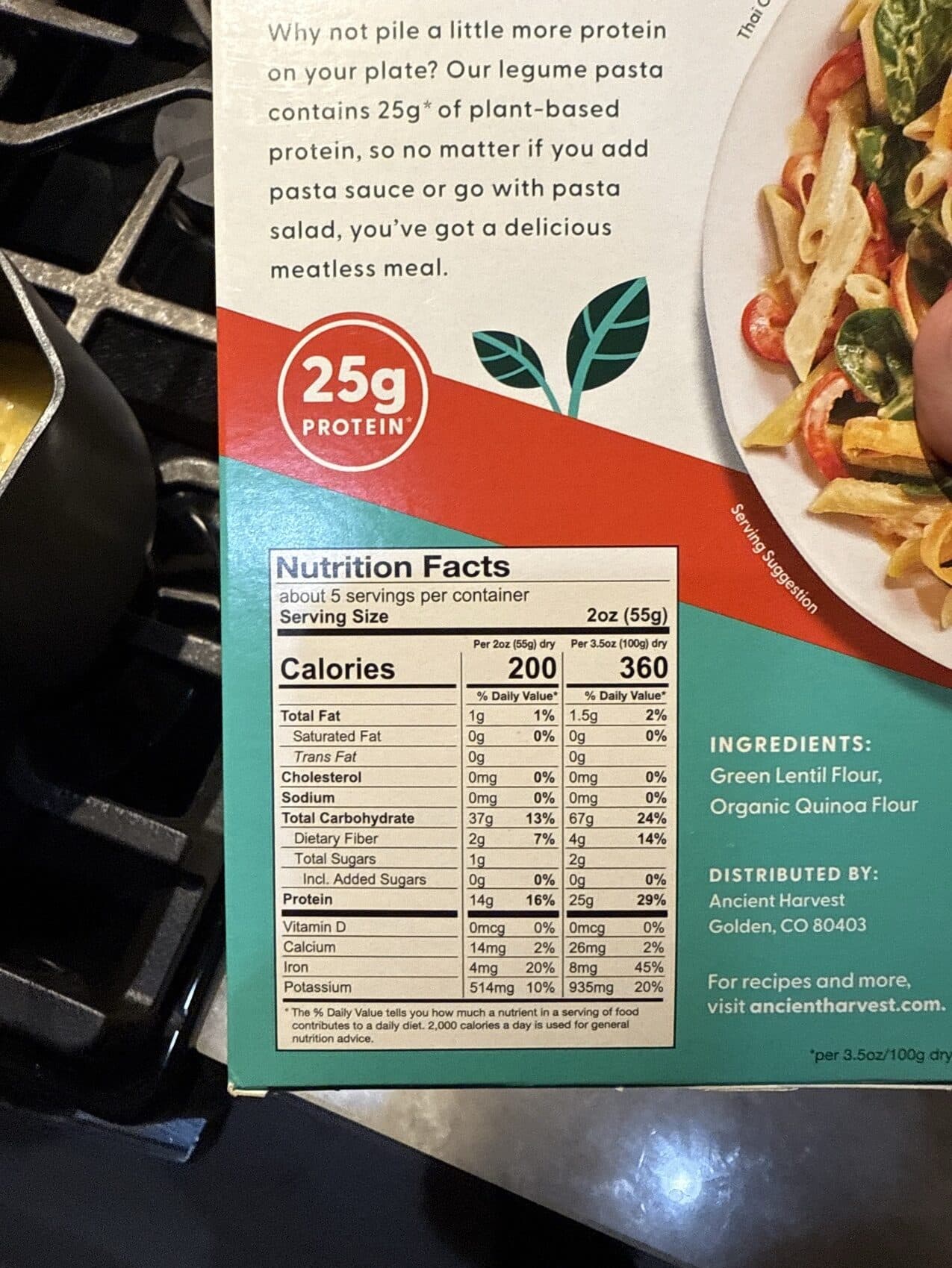 Ancient Harvest Green Lentil & Quinoa Penne packshot