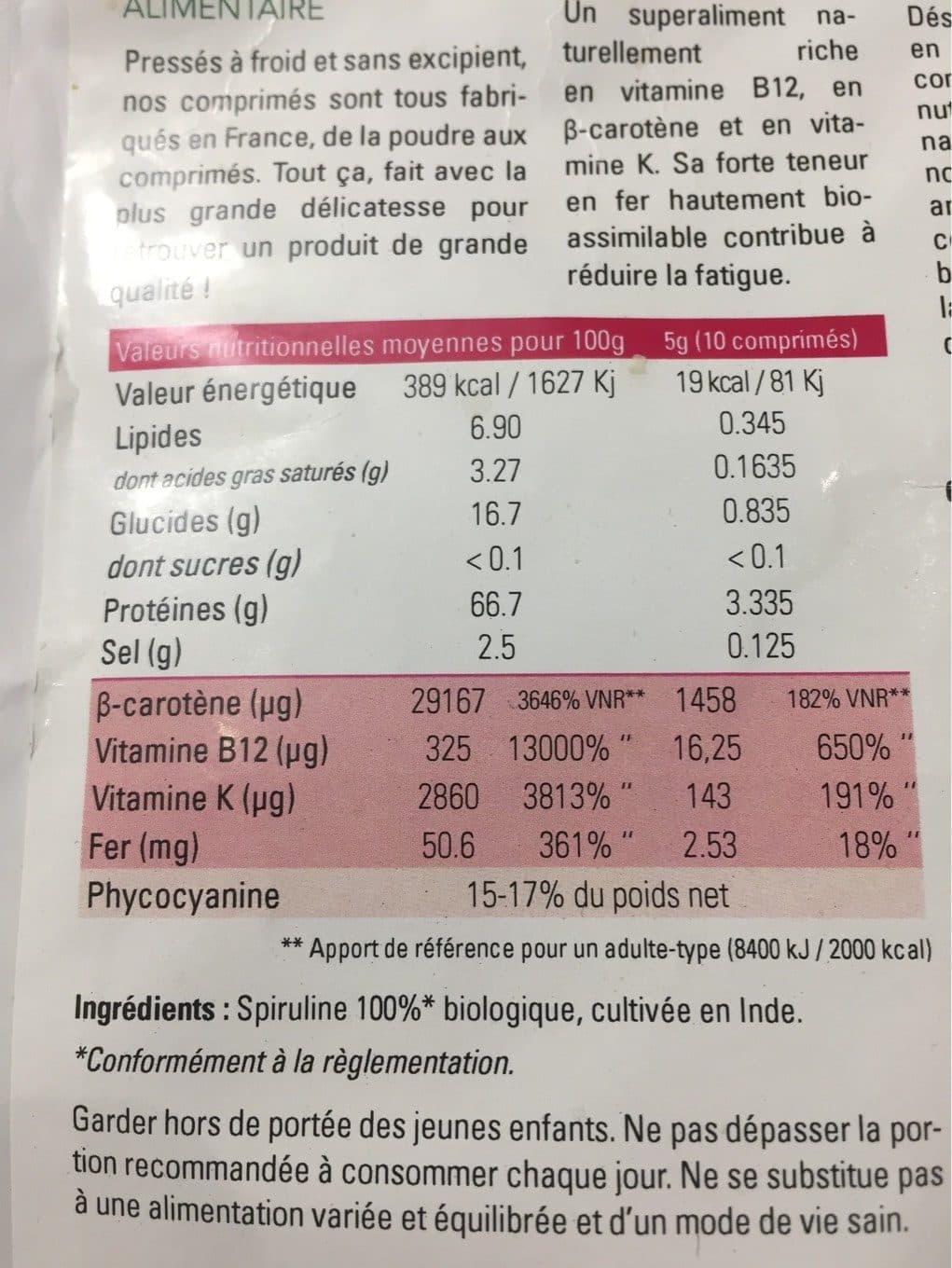 Gourmet Spiruline COMPRIMES SPIRULINE packshot