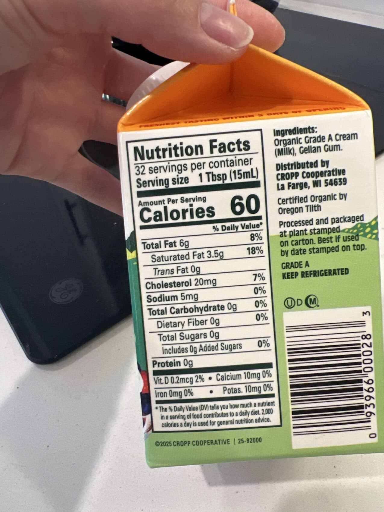 Organic Valley Heavy Whipping Cream packshot